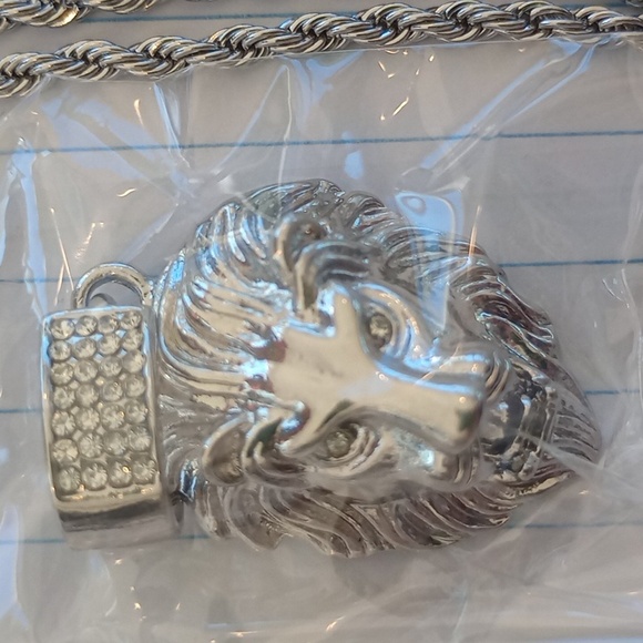 Stainless steel lion head pendant and necklace - Picture 3 of 3